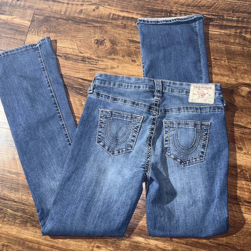 True Religion Heavy Stitch ' Becca Mid Rise Bootcut' Blue Jeans Women's Size 29
